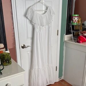 Torrid White Ruffled Maxi Dress